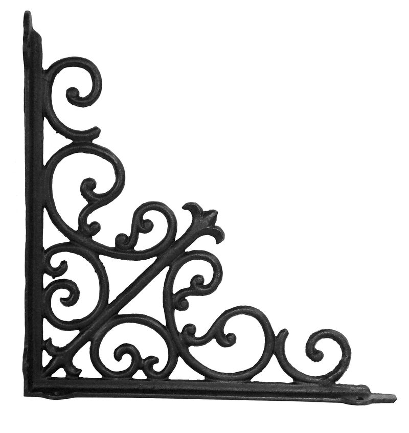 NACH Decorative Shelf Brackets, 1 Pack of 15 x 2 x 15 inch, Black Cast Iron Wall Shelf Brackets - Decorative Bookshelf Brackets - Victorian Style Shelf Bracket - Image 2